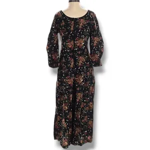 Vintage All That Jazz Dark Floral Rayon Cropped Jumpsuit 90s Grunge Romantic thumbnail 2