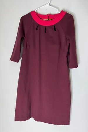 Boden‎ Womens Maroon Pink Colorblock Cut Out Tilly Tunic Shift Dress US6R thumbnail 1
