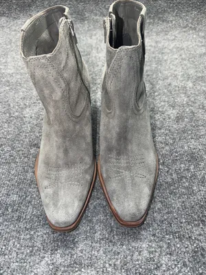 Dolce Vita Gray Suede Ankle Booties with Brown Trim Size 8 thumbnail 2