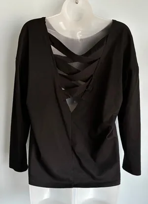 Ecowish Black Long Sleeve Top Women's Medium thumbnail 1