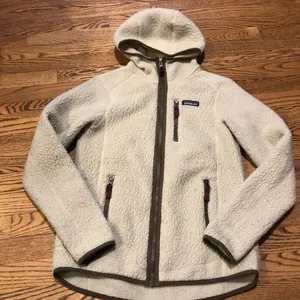 Patagonia Retro Pile Hoody Full Zip Jacket Cream thumbnail 1