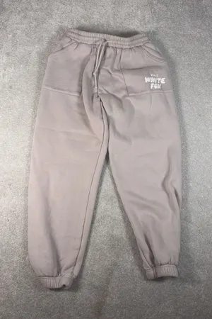 WHITE‎ FOX VOL. 3 Womens Greige Off Stage Sweatpants White Words Small Pockets thumbnail 1