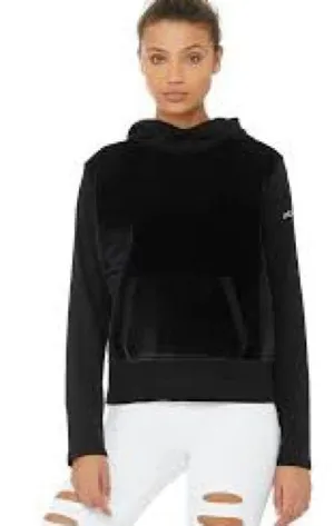ALO Yoga Black Velvet Hoodie - Women's Sweatshirt 988 thumbnail 1