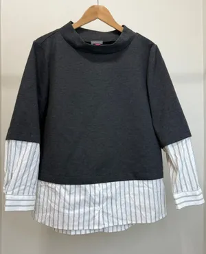 Vince Camuto Layered Look Mock Neck Tunic Top SzL thumbnail 1