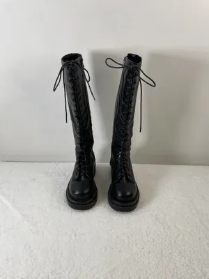 Nasty Gal Black Lace-Up Knee High Boots Size 5 thumbnail 2