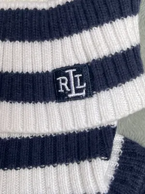 Lauren Ralph Lauren Striped Blue and white Turtleneck Sweater nautical coastal M thumbnail 6