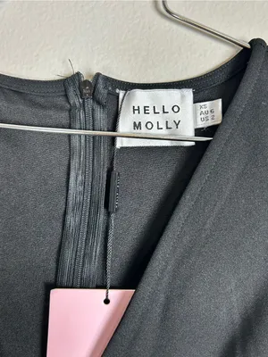Hello Molly Delicate Encounters Black V-Neck Midi Bodycon Dress Size 2 thumbnail 6