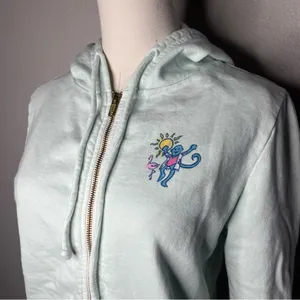 Roller Rabbit Mint Green Limited Edition Palm Beach Full Zip Hoodie Sweatshirt thumbnail 3