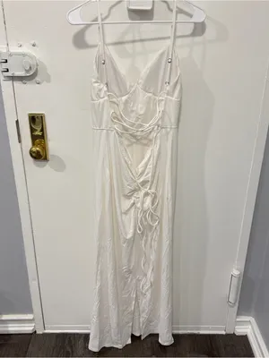 Halara White Lace Up Maxi Dress thumbnail 2