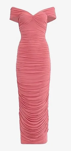 Express Dress Ruched Off the Shoulder  thumbnail 1