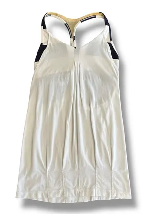 Lululemon Women’s Size 6 White Navy Racerback Tank Top‎ Built-In Bra Yoga Gym thumbnail 1