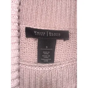 White House Black Market Pink Knit Funnel Neck Long‎ Sleeve Fitted Sweater thumbnail 2