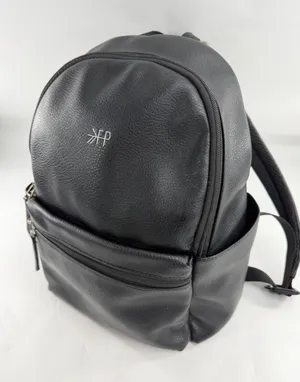 Freshly Picked Classic Diaper Bag Backpack Black Vegan Leather Padded Straps thumbnail 1