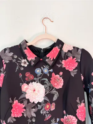 NWOT Erin Fetherston Black Floral Cocktail Dress Women's Size‎ 10 Romantic Party thumbnail 3