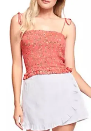 Lost + Wander Everyday‎ Adventure Smocked Top Women Coral Pink Size S thumbnail 1