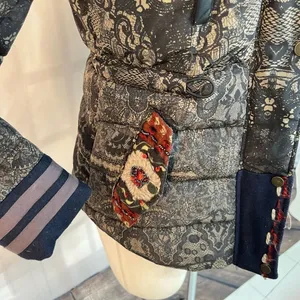 Desigual Badajoz lace print beaded embroidered puffer coat size 38 or US small thumbnail 6