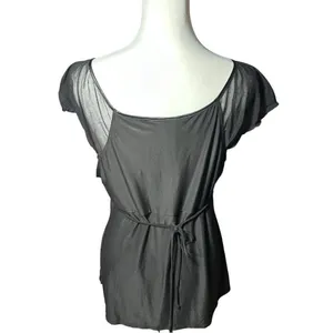 Bisou Bisou Intimates Black v - Neck Top with Sheer Details Sz Large thumbnail 7