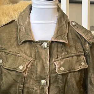 Free People Olive Green Arm Anorak Military Cargo Jacket Size Large thumbnail 4