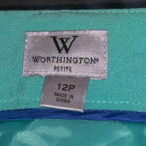 NWT Vintage Worthington A-Line Skirt Teal Green 12P Turn Lock Pockets thumbnail 7