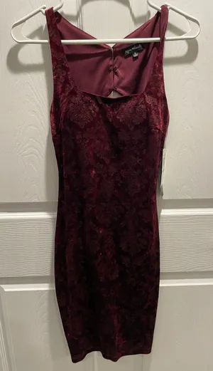 Dark Red Mini Dress thumbnail 1