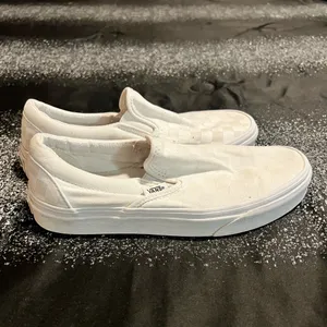Womens 7 Vans Classic Slip On Checkerboard True White Canvas Sneakers thumbnail 2