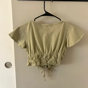 Princess Polly Jamison Tie-Front Crop Top in Sage Green Sz 2 / XS thumbnail 2