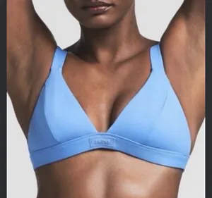 SKIMS Signature Swim Fixed Triangle Bralette Bra Wireless Pullover Blue XS thumbnail 1