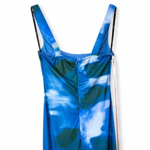 NEW Lulus Zemina Blue Abstract Godet Watercolor Pleated Mermaid Maxi Dress XS thumbnail 9