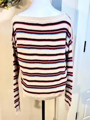 💥Free People Beach Road Trip Alpaca Blend Striped Boxy Sweater Sz S💛 thumbnail 5
