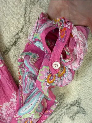 Lauren Ralph Lauren XS Pink Paisley Linen Blend Nightgown Sleep Shirt | Like New thumbnail 7