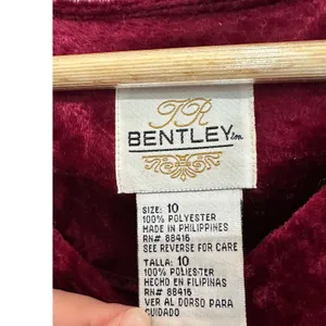Vintage 90s TR Bentley Burgundy Crushed Velvet Lace Up Maxi Dress 10 Whimsygoth thumbnail 4