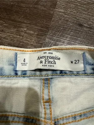 Abercrombie & Fitch Distressed Light Wash Low Rise Denim Shorts thumbnail 2