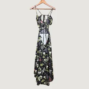 Unbranded Maxi Dress Womens S Black Animal Skull Print Excellent Open Back Tie thumbnail 2