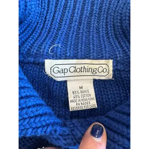 Vintage GAP Royal Blue Shaker Knit Sweater Button Neck Women’s size Medium 80s thumbnail 6