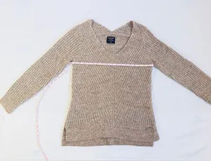 Abercrombie V-Neck Knitted Sweater in Rib - Pink/Grey Marl - M thumbnail 14