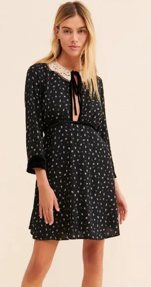 Free People Delfina Mini Dress Coquette Retro CottageCore Whimsical Romantic M thumbnail 1