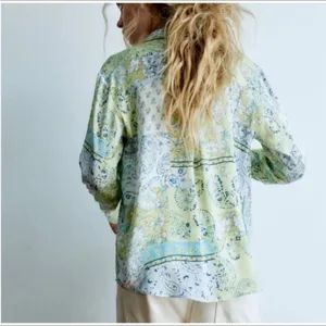 Zara Green and Blue Paisley Button-Down Shirt thumbnail 2