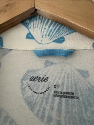Aerie NEW! Real Soft Short Sleeve Pajama Shirt Blue Shell Nautical thumbnail 9
