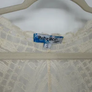 Womens Cream Lace Sheer Long Kimono Cardigan Boho‎ Duster Beachy Size L thumbnail 4