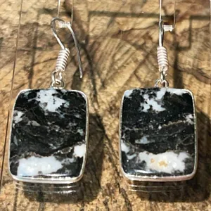Square White Buffalo Turquoise Earrings 1 1/2” Black thumbnail 9