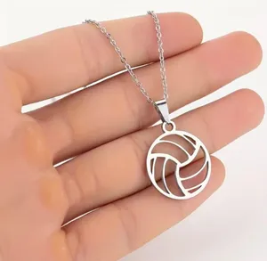 Volleyball necklace, gift for vollleyball player, silver volleyball mom necklace thumbnail 1