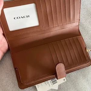 Coach Brown Gold Large Skinny Wallet thumbnail 3