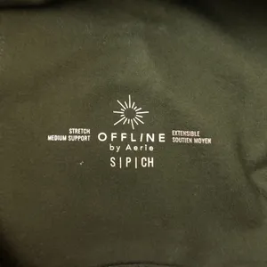 Aerie Offline Dark Green Distressed Faux Leather Sports Bra Keyhole Back S thumbnail 3