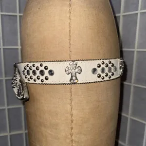 Vintage Chunky Y2K Studded Equestrian Western Boho Preppy Metal White Cross Belt thumbnail 5