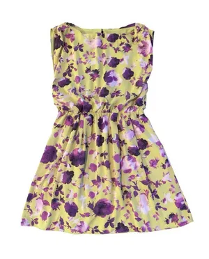 Alice + Olivia Corrine Chartreuse and Purple Floral Silk Dress Sz S-see Meas. thumbnail 1