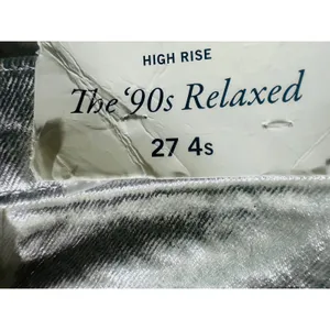 Abercrombie 90s Relaxed Jeans 27 4S Silver Metallic High Rise Y2K Cyber Grune thumbnail 5
