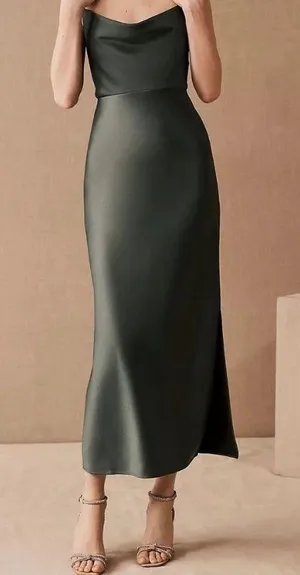 BHLDN Cali Satin Cowl Neck Midi Slip Dress thumbnail 1