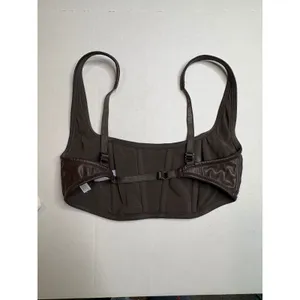 UO Out From Under Brown Vegan Leather Corset Top Bralette‎ Bustier Festival Med thumbnail 6