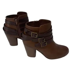 Material Girl Womens Ankle Boots Booties Buckle Strappy Zip Brown‎ Size 7.5 thumbnail 2