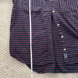 Boyfriend Button Down Shirt Striped Navy Blue Red thumbnail 9